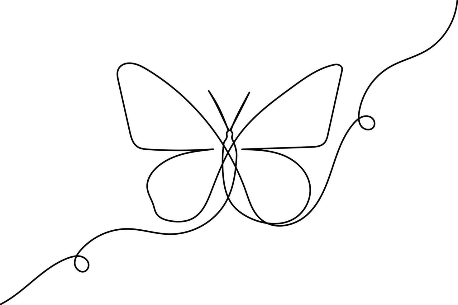 The butterfly, drawn with just one line, dances across the paper with grace vector