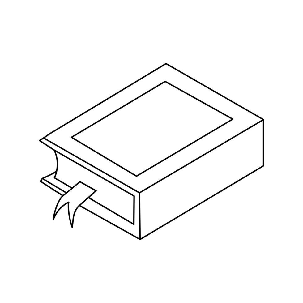 The flowing line of the book design represents a journey through words. vector