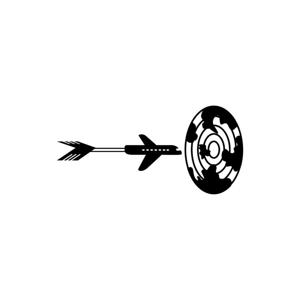 Airplane dart icon of goal,business,transportation, or travel. vector