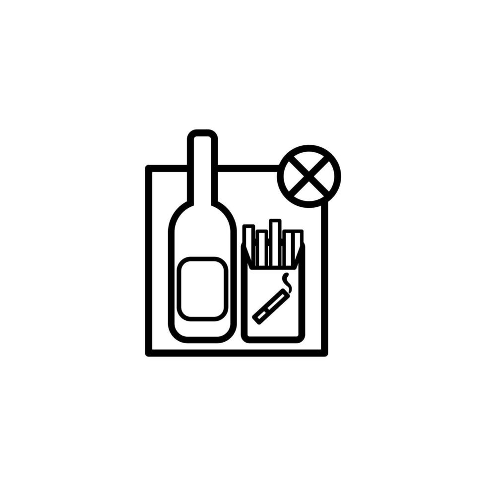 No alcohol no smoke line symbol vector