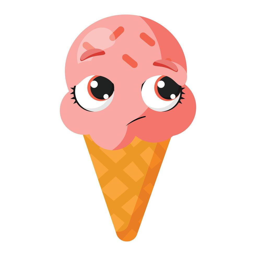 Confused pink ice cream face vector