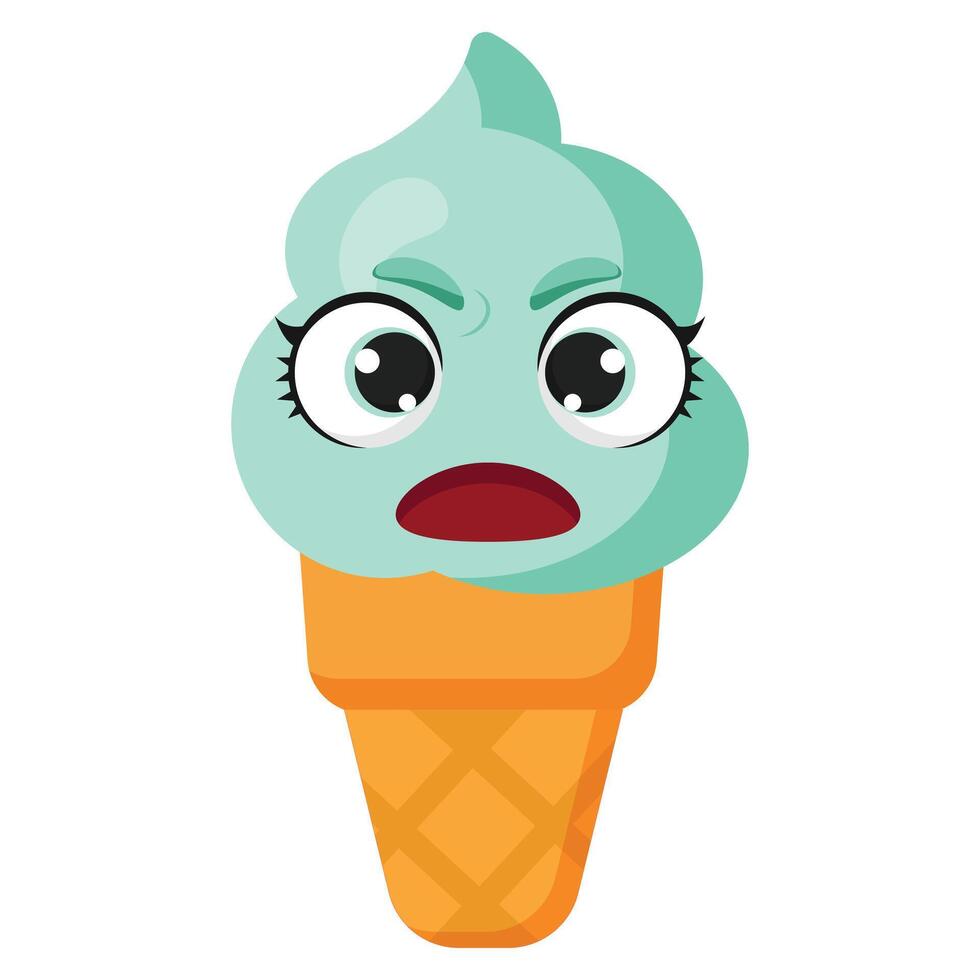 Angry mint ice cream cone vector