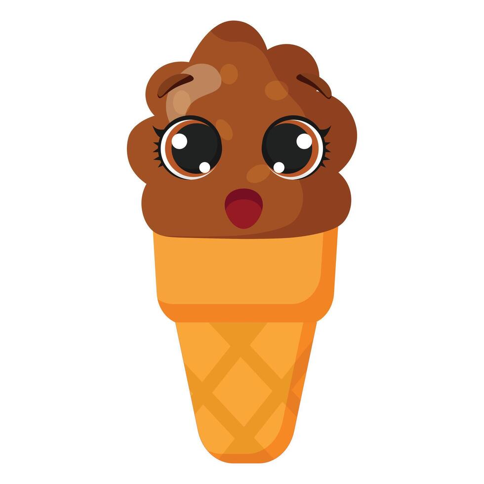 Shocked chocolate ice cream cone vector