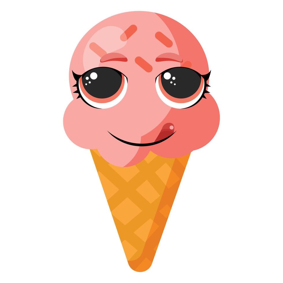 Smiling pink ice cream face vector