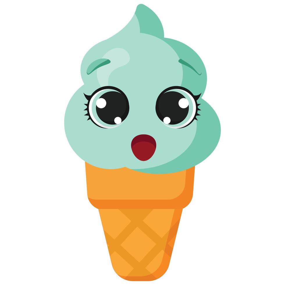 Smiling mint ice cream cone vector