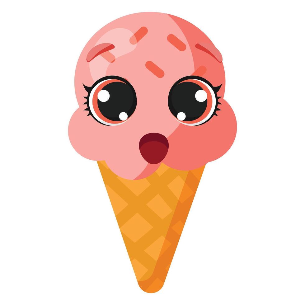 Surprised pink ice cream cone vector