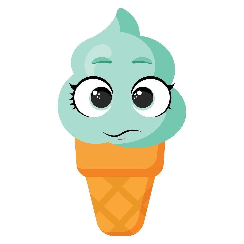 Mint ice cream cone face vector