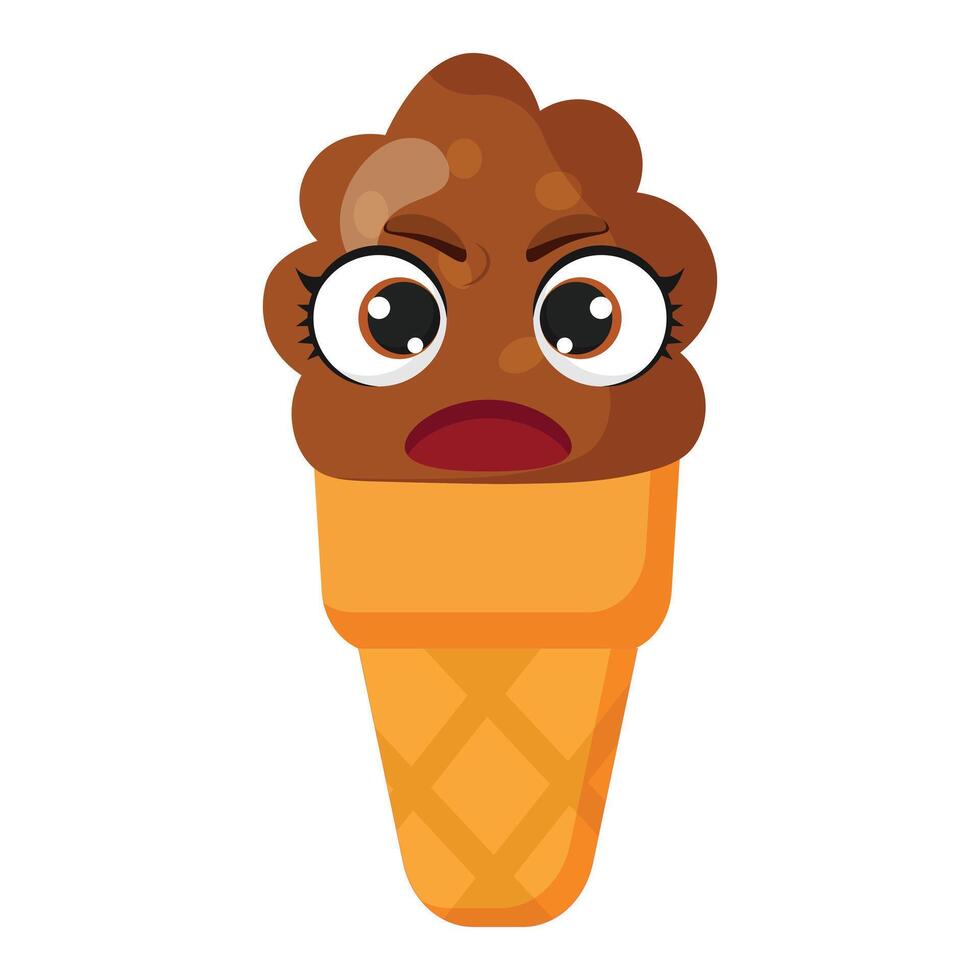 Angry chocolate ice cream cone vector