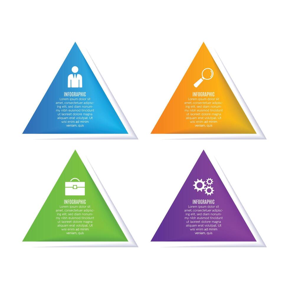 Triangle infographic design chart list template with 4 step presentation vector