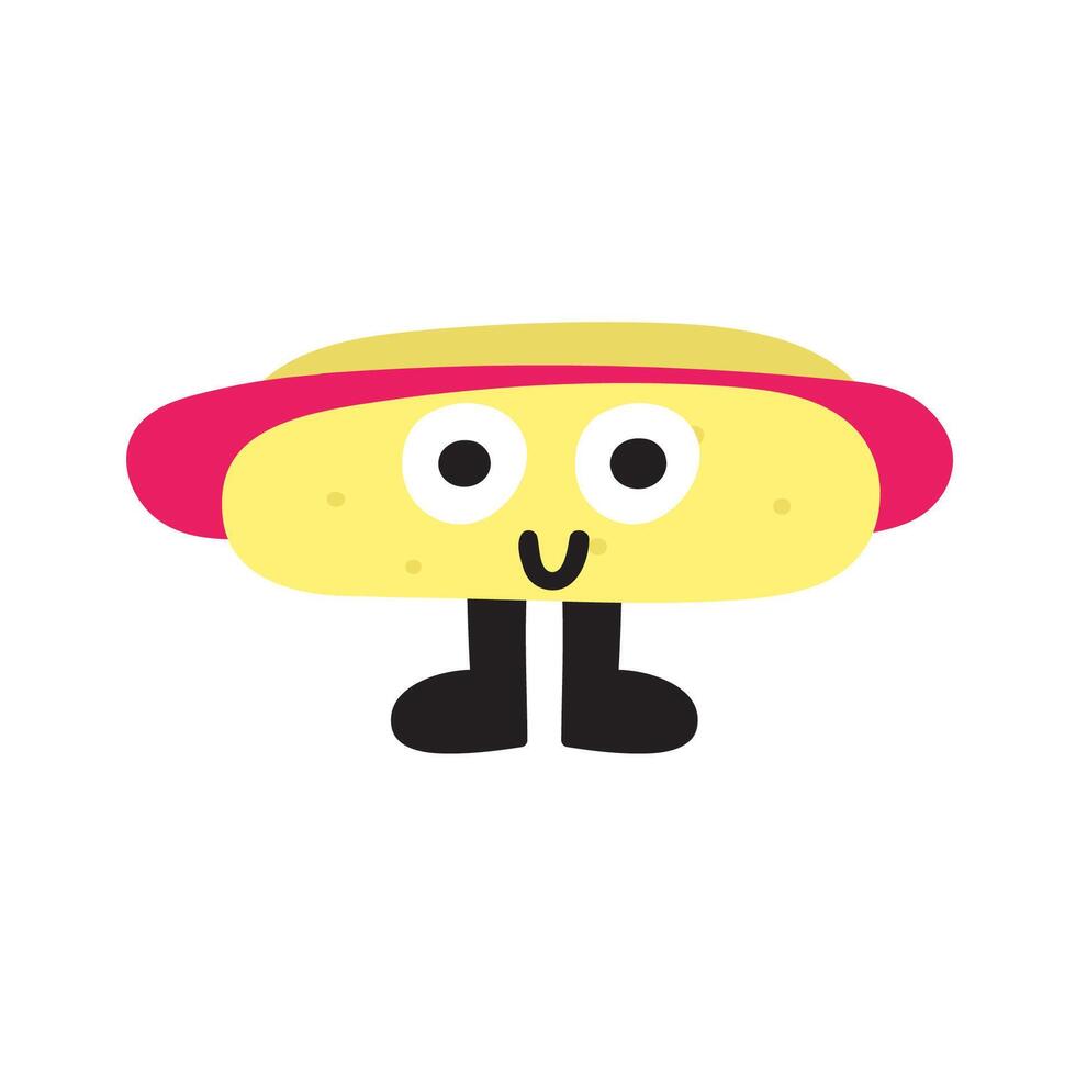 Cute character. Hot dog. illustration for sticker, t-shirt design. vector