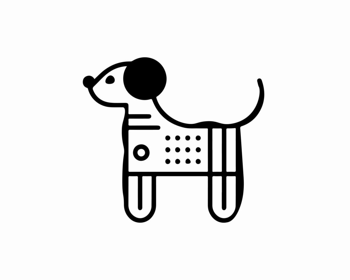 a black and white drawing of a dog logo vector