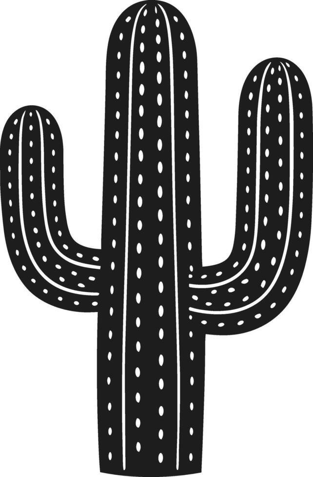 Saguaro Cactus Silhouette - Black Illustration of Desert Plant vector