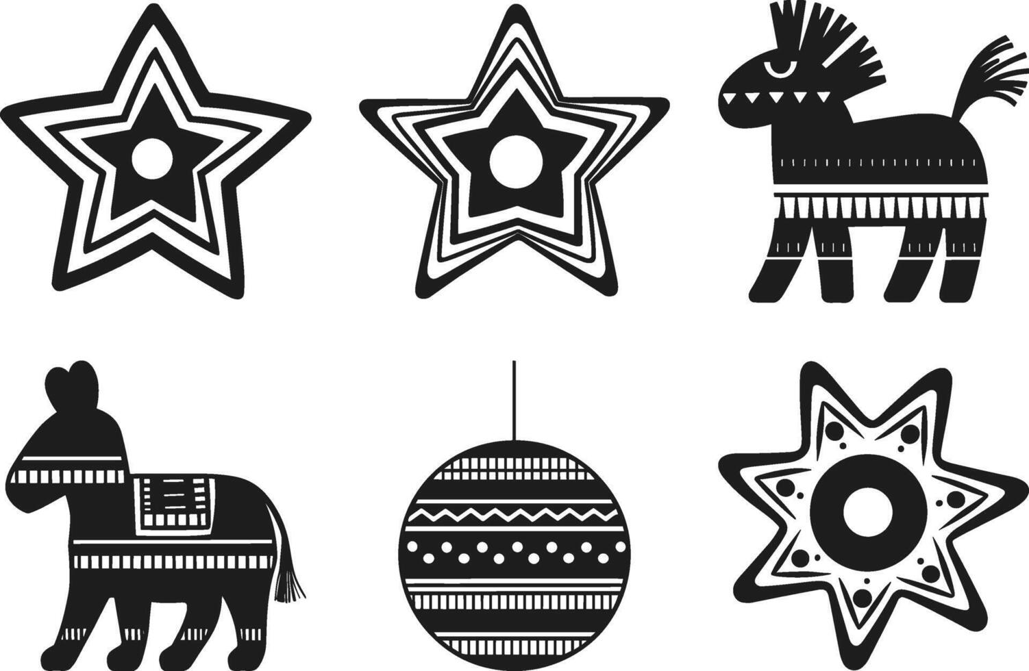 Pinata Silhouette Collection - Festive Icon Set of Traditional Party Shapes vector