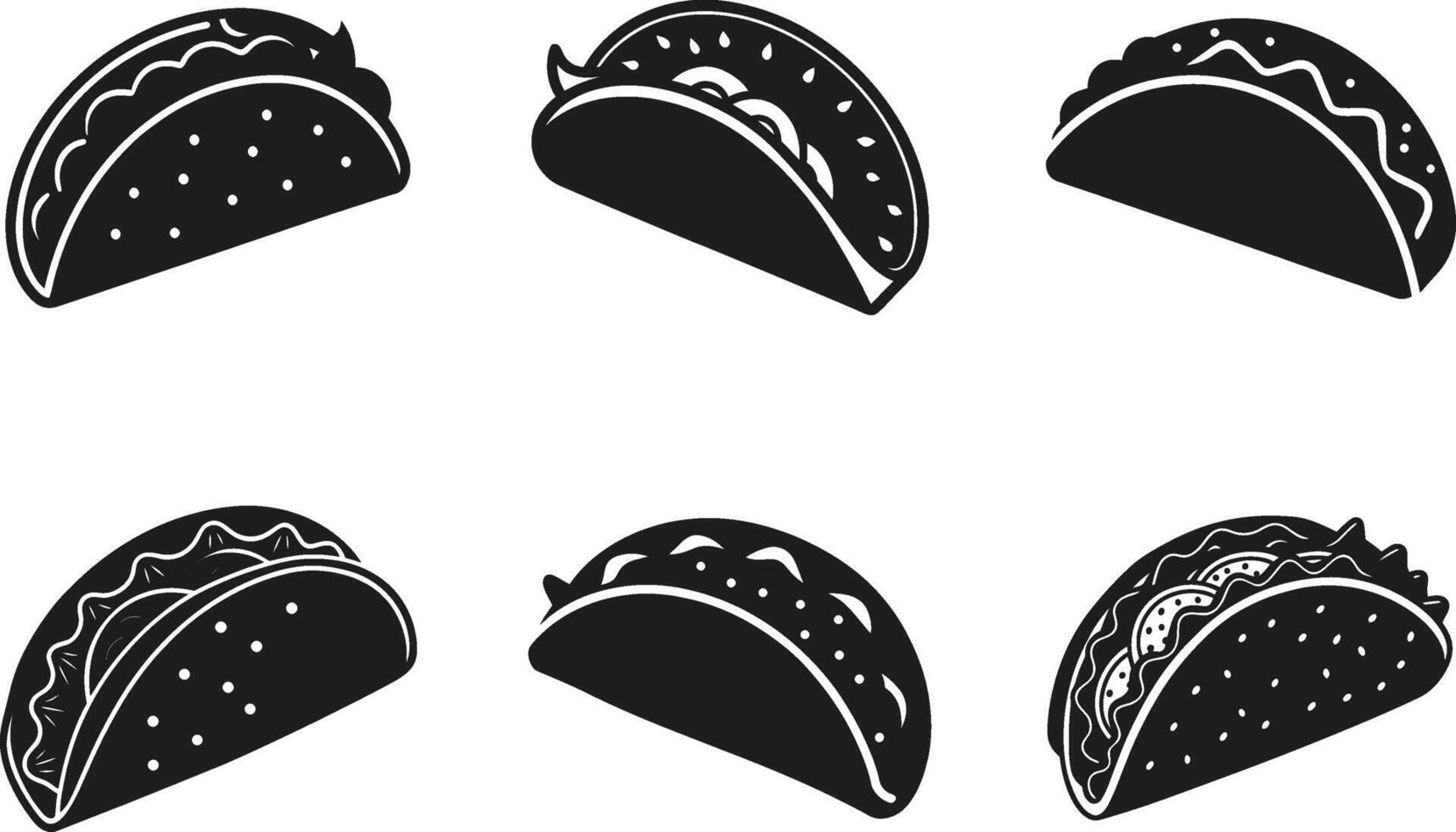 Taco Silhouette Set - Mexican Food Icons for Design and Branding vector