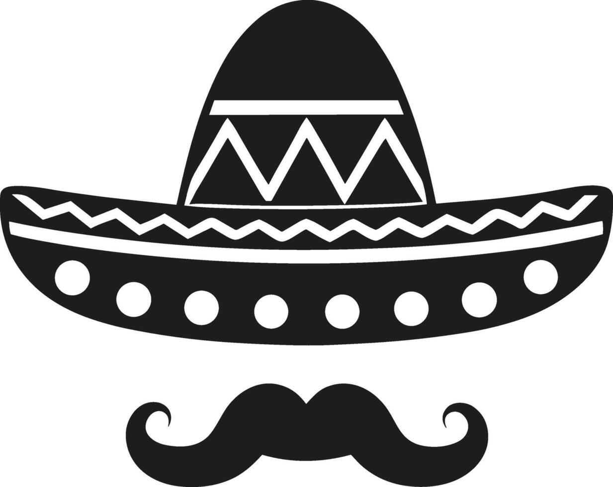 Traditional Mexican Sombrero and Mustache Silhouette Icon vector