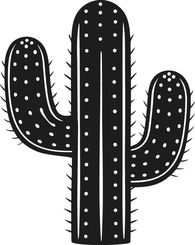 Saguaro Cactus Silhouette - Desert Plant Black Illustration vector