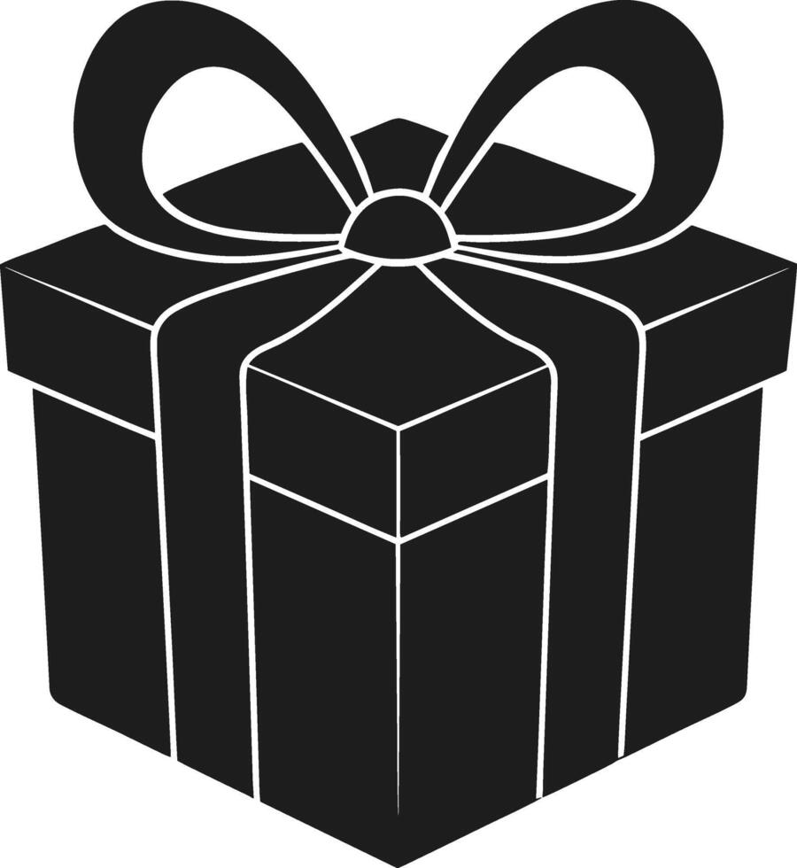 A Black Gift Box Silhouette - Elegant Present with Ribbon and Bow vector