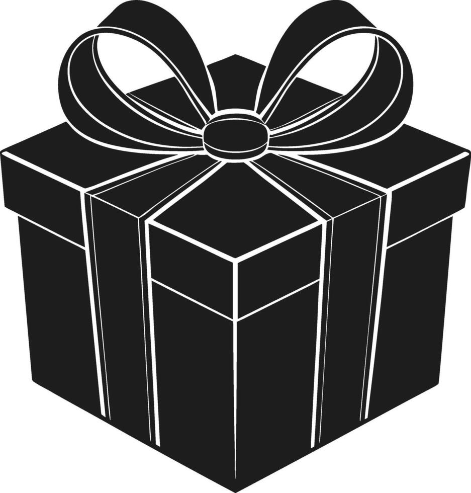 Black Gift Box - Elegant Present with Ribbon and Bow vector