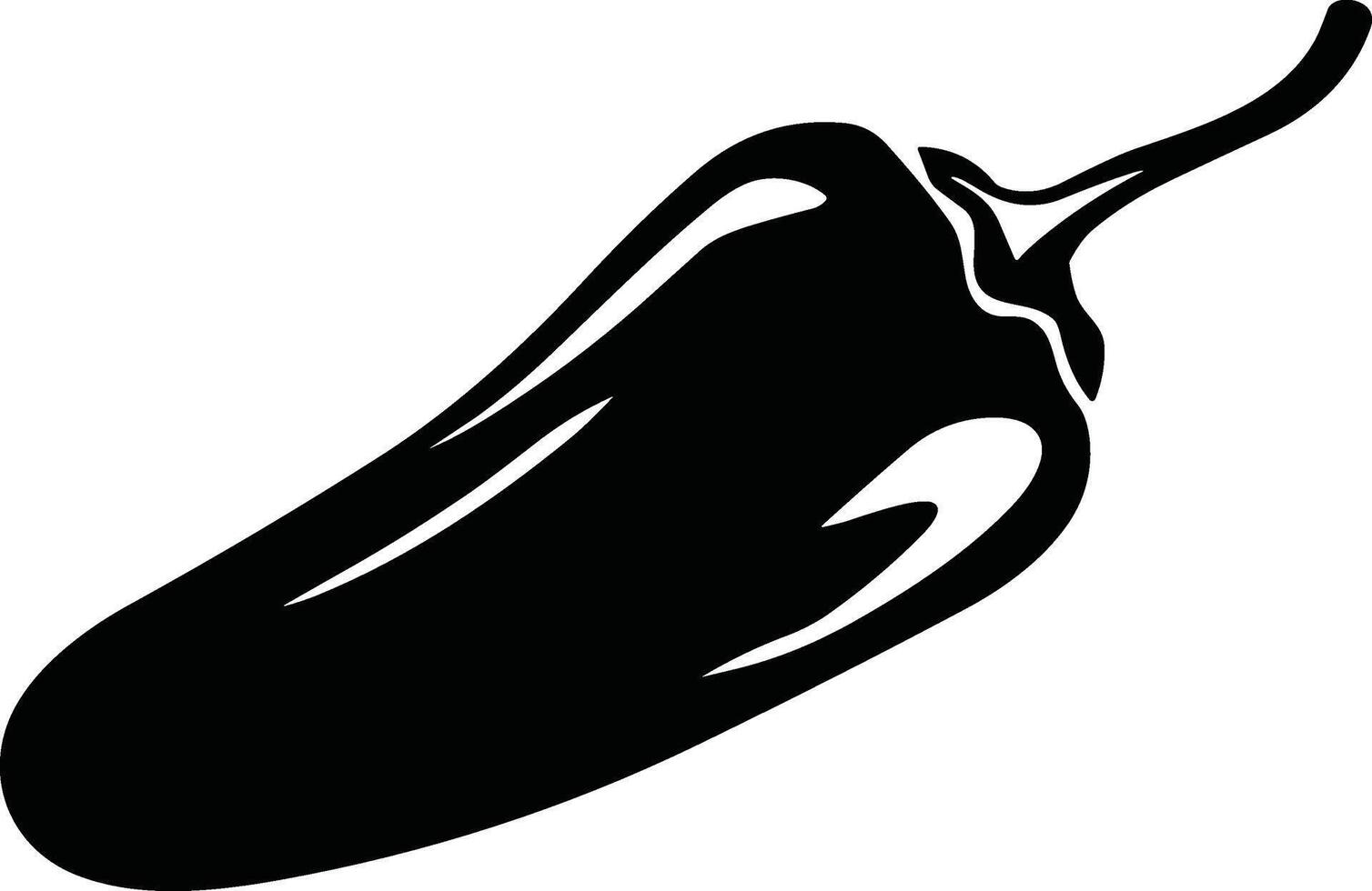 Black Silhouette of a Chili Pepper - Spicy Vegetable Illustration vector
