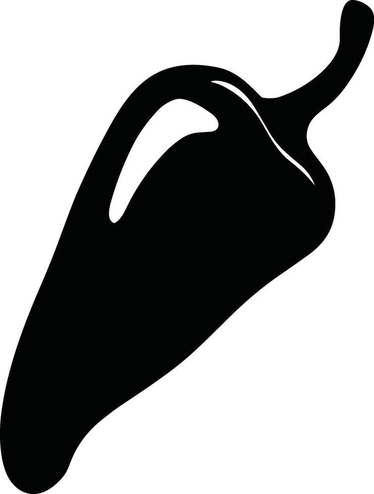 Black Chili Pepper Silhouette - Spicy Food Illustration vector