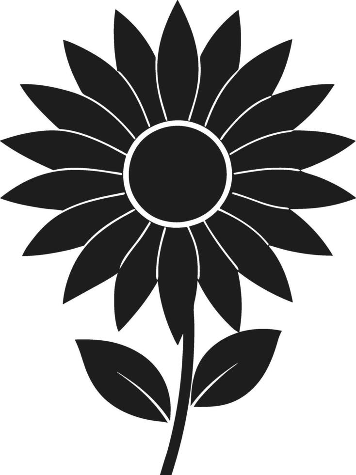 Simple Sunflower Silhouette - Elegant Black Floral Illustration vector
