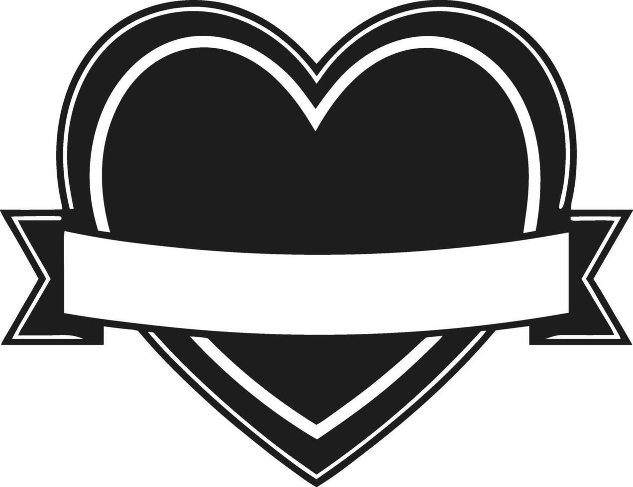 Vintage Heart with Ribbon Banner - Blank Tattoo Style vector