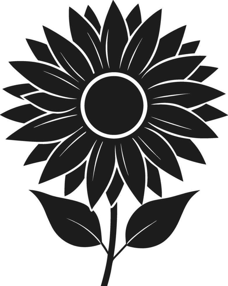 Elegant Sunflower Silhouette - Black Floral Design vector