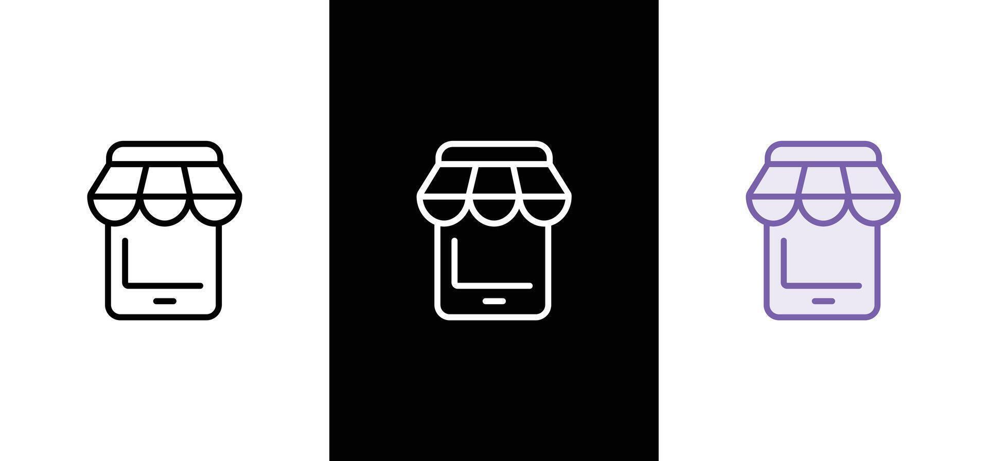Shop flat black and colorful icons. Thin line symbol for design logo or icon. Visit card shopping, etc. Single high-quality outline symbol for web page or mobile app. Shop outline pictogram. vector