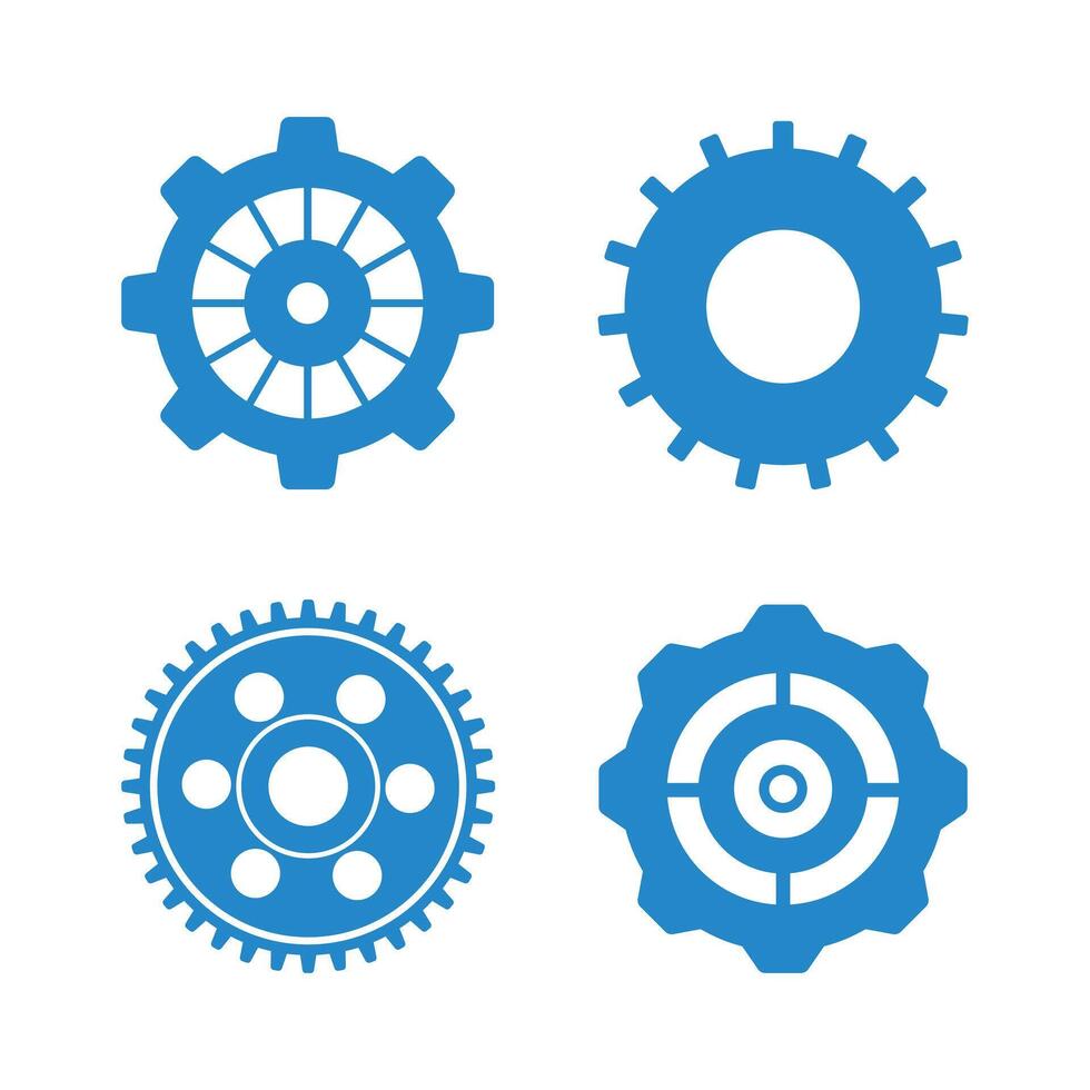 Cogwheel icon set. Line and glyph gearwheel sign. Outline cogwheel mechanism symbol vector
