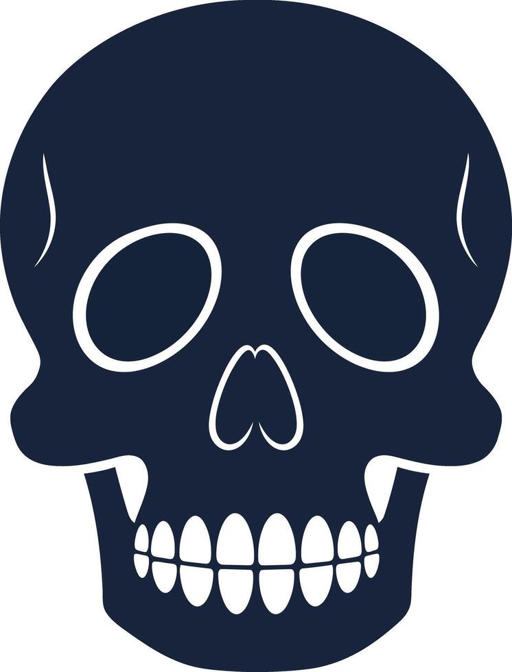 Human skull illustration with hollow eyes flat minimal design dark art vector