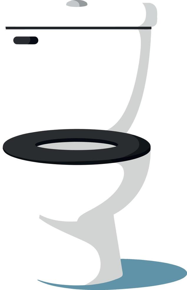 White ceramic toilet with black seat in minimalist flat design style isolated on white illustration vector