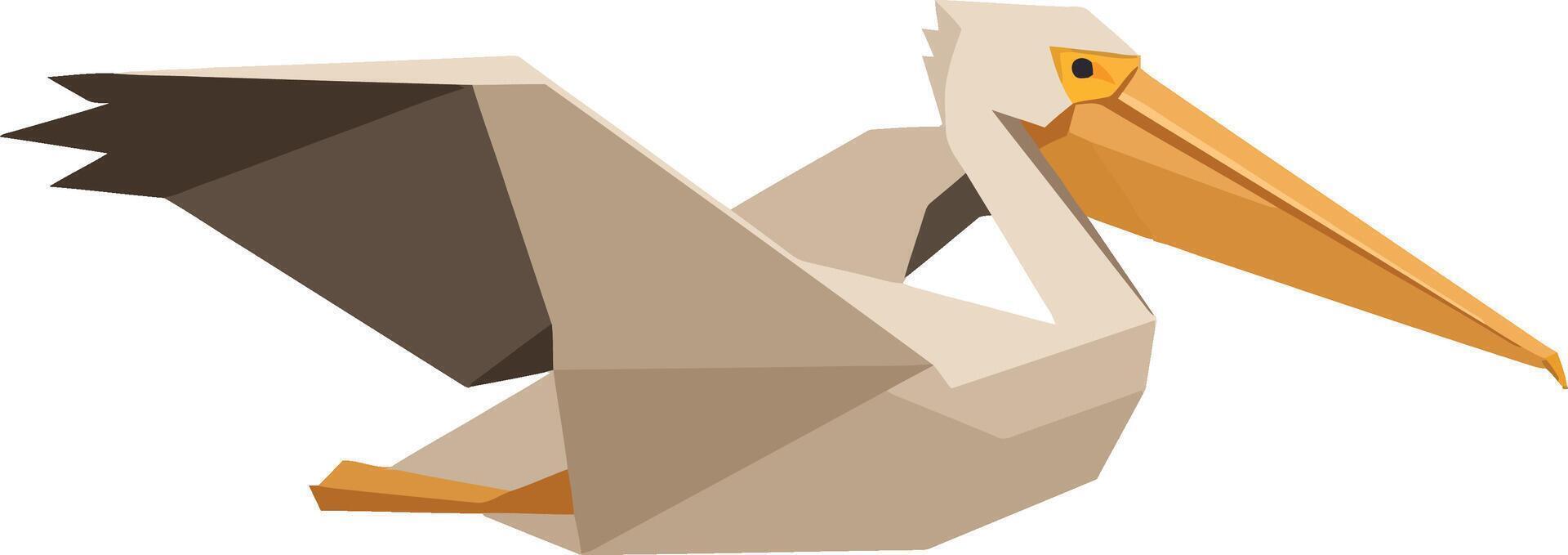 Pelican bird in flight with geometric shapes flat design minimal art vector