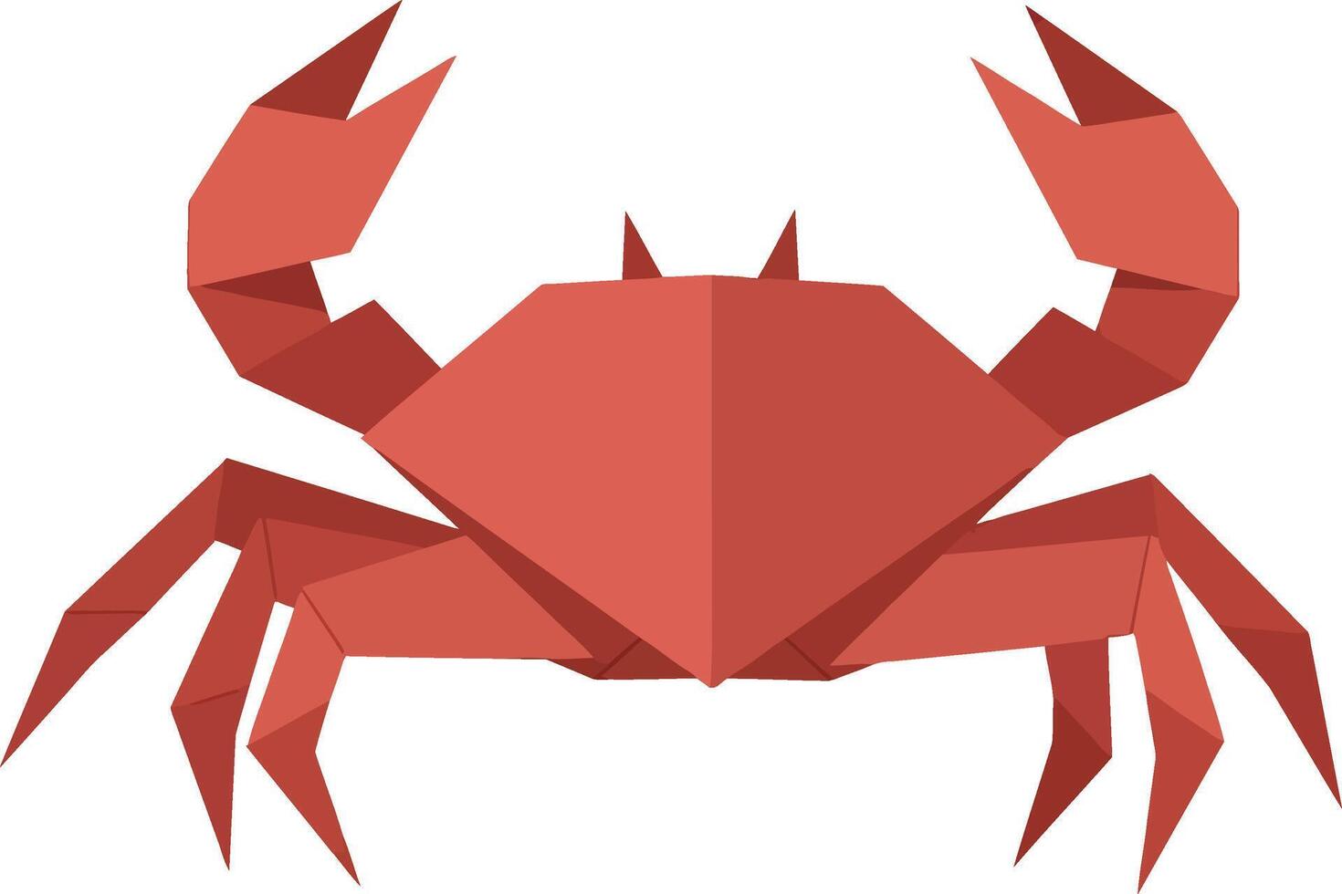 Red geometric crab with raised claws in flat design style isolated on white background illustration vector