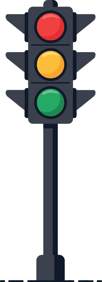 Traffic light with red yellow and green signals in flat design style urban illustration vector
