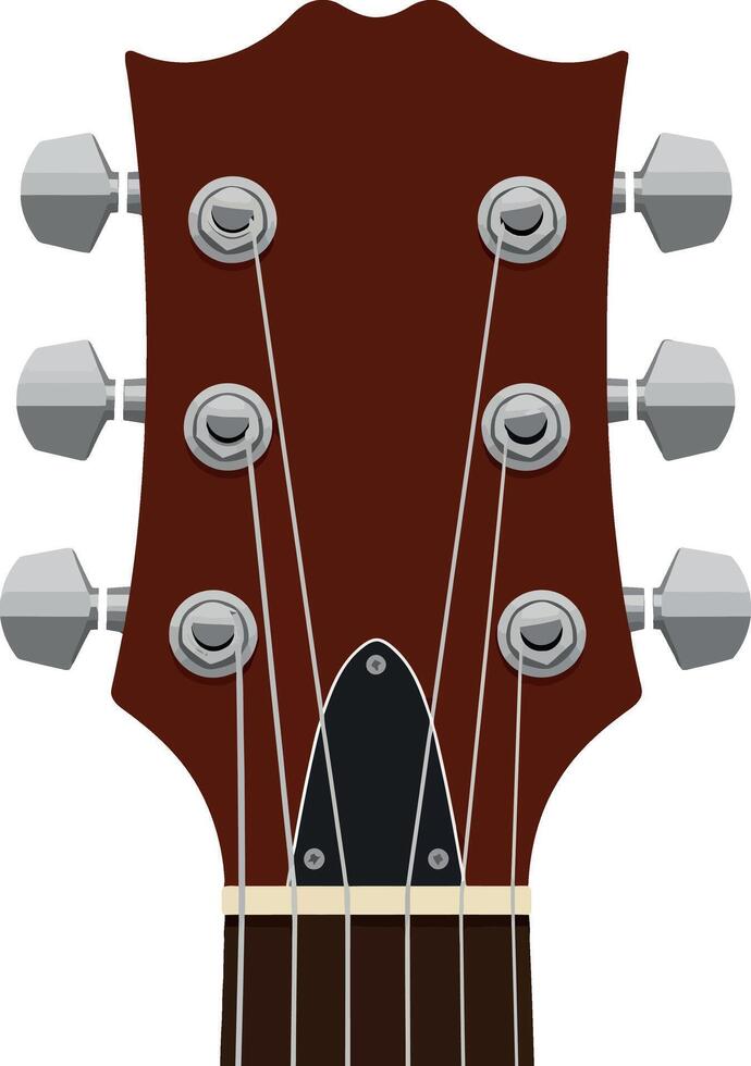 Acoustic guitar headstock close-up detailed flat design with tuning pegs and strings illustration vector
