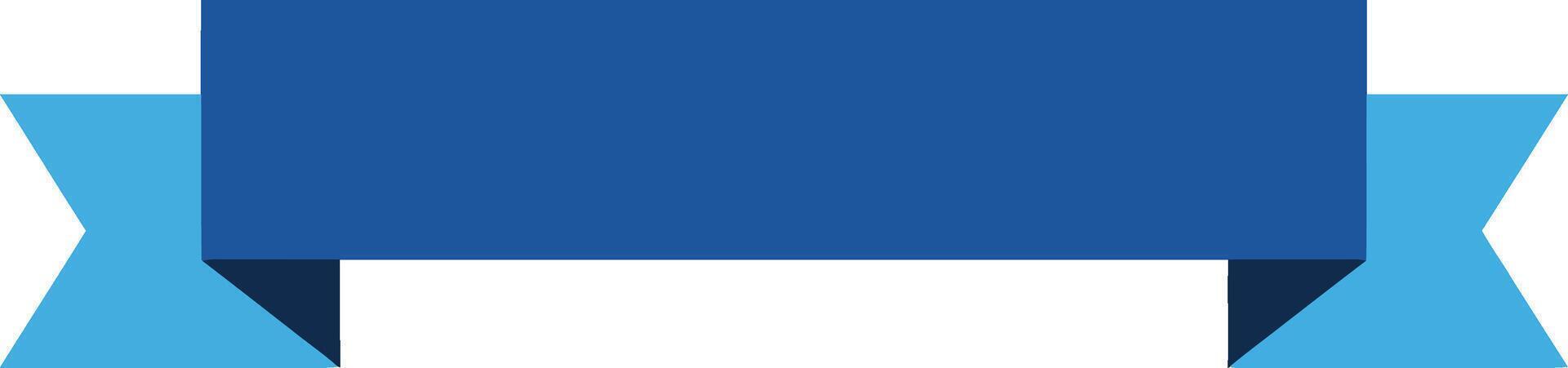 Blue ribbon banner flat design with folded ends simple minimal illustration vector