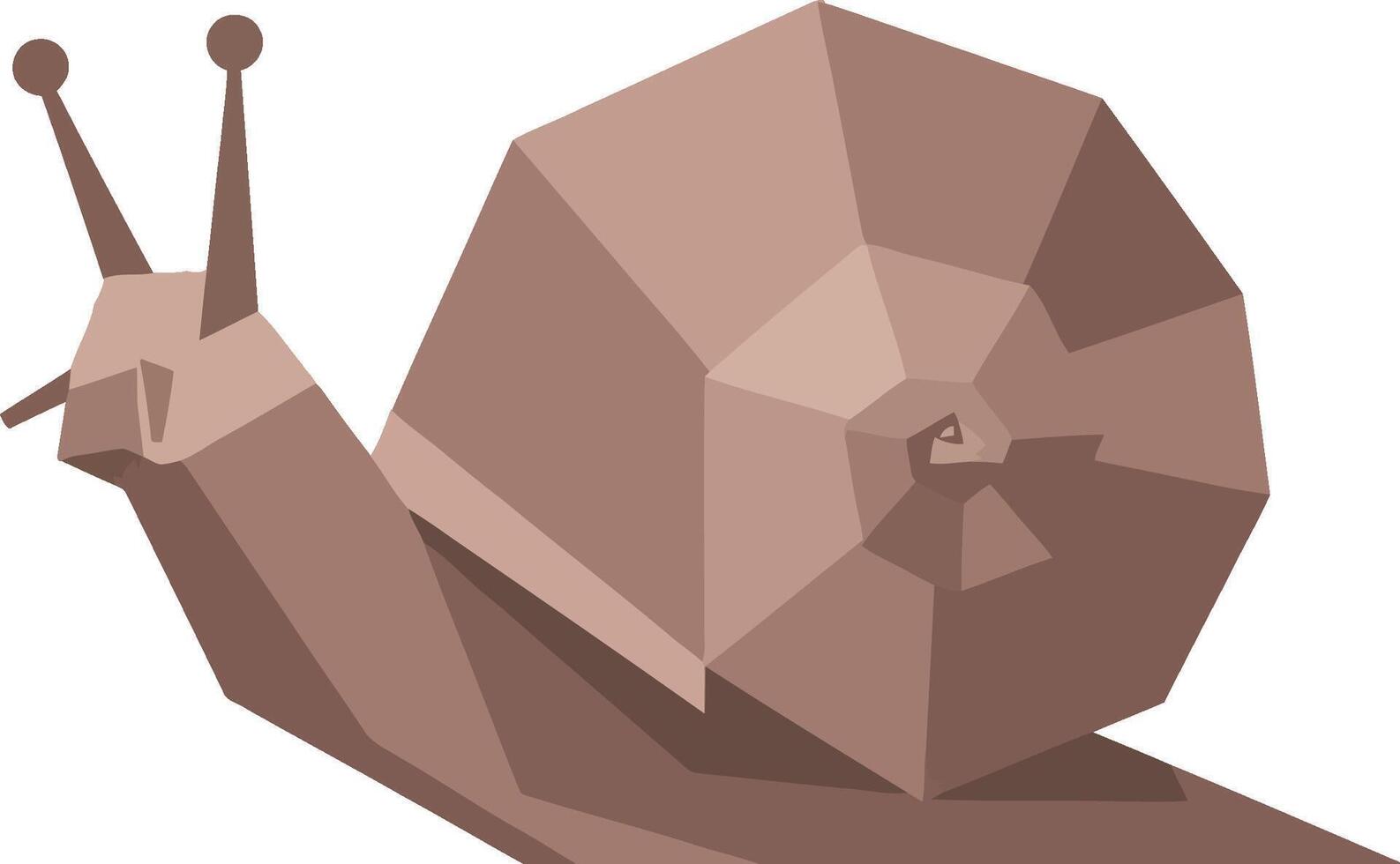 Low poly style snail with geometric shell and antennae in minimalist flat art vector