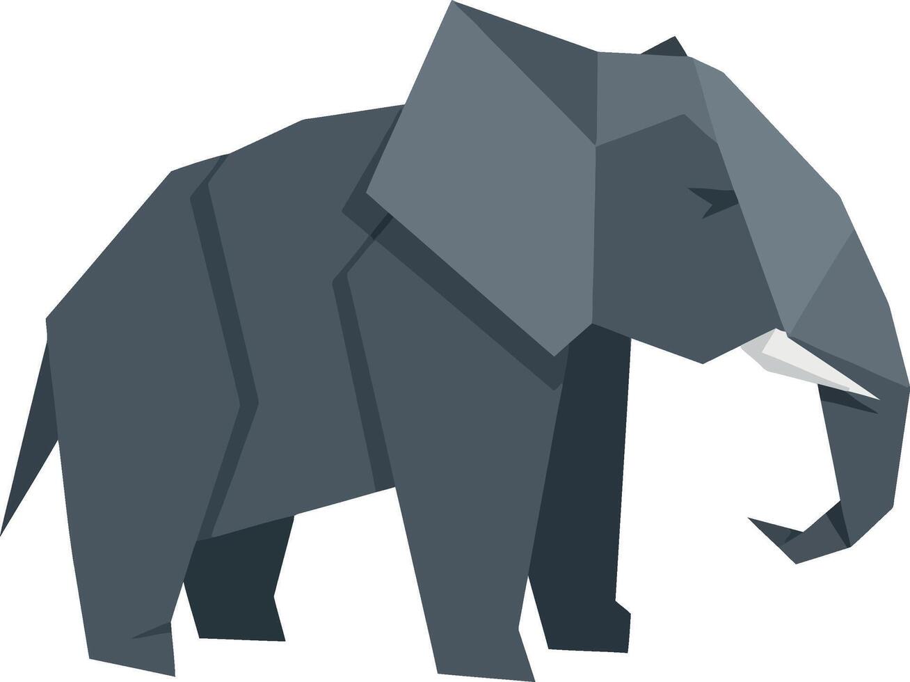 Gray elephant standing calm in minimalist geometric style flat design illustration vector
