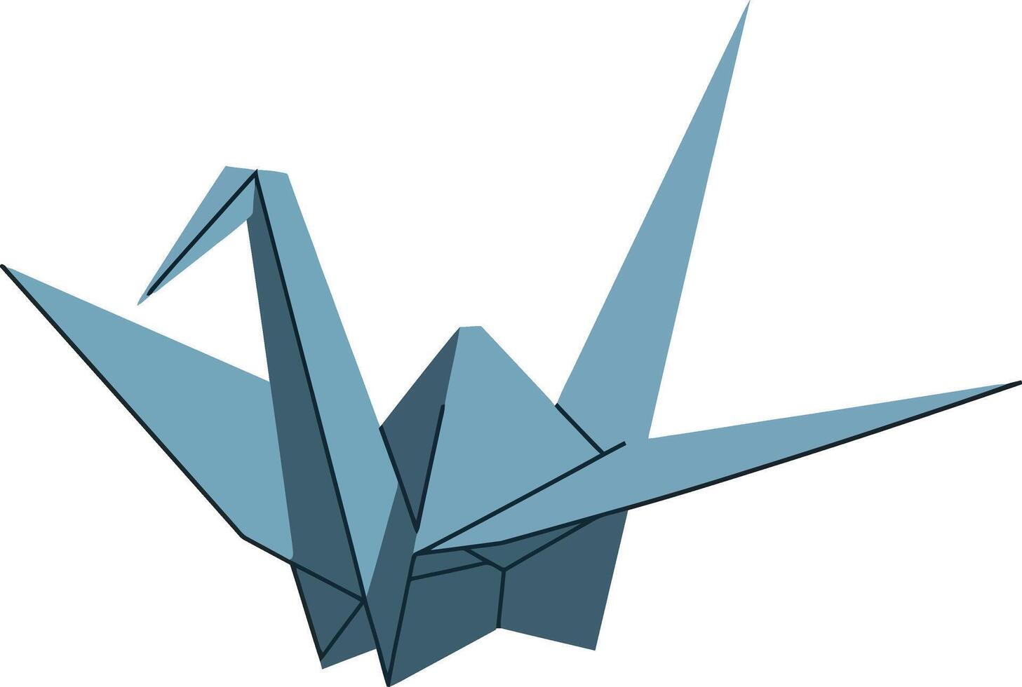 Origami crane bird in detailed flat design style with sharp geometric shapes art vector