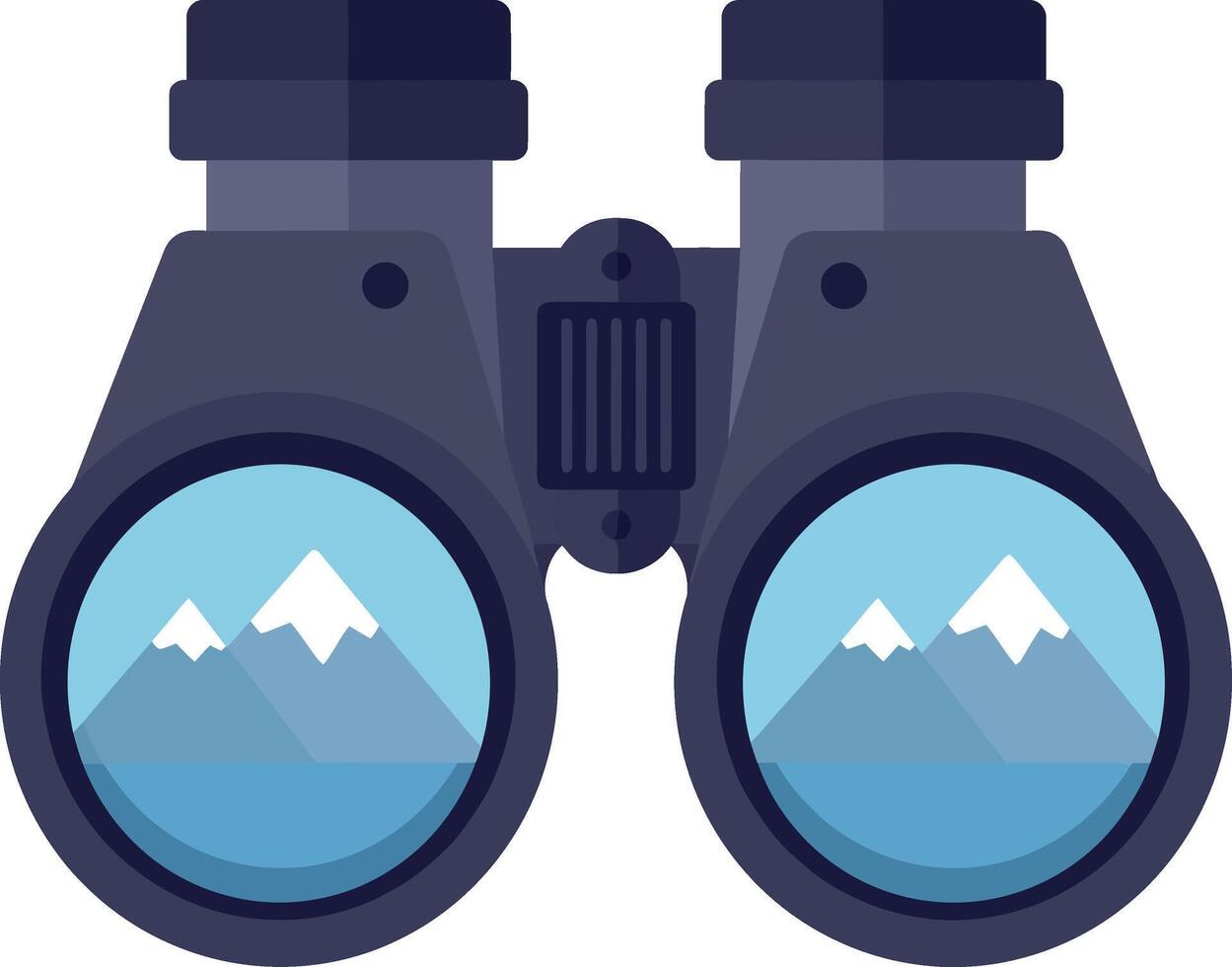 Binoculars with mountain reflection flat design detailed optical tool illustration vector