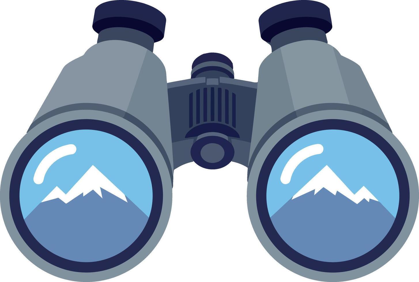 Binoculars with mountain reflection flat design close-up detailed illustration vector