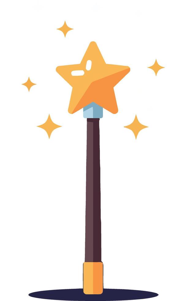 Magical star wand with sparkling effects flat design minimal illustration vector