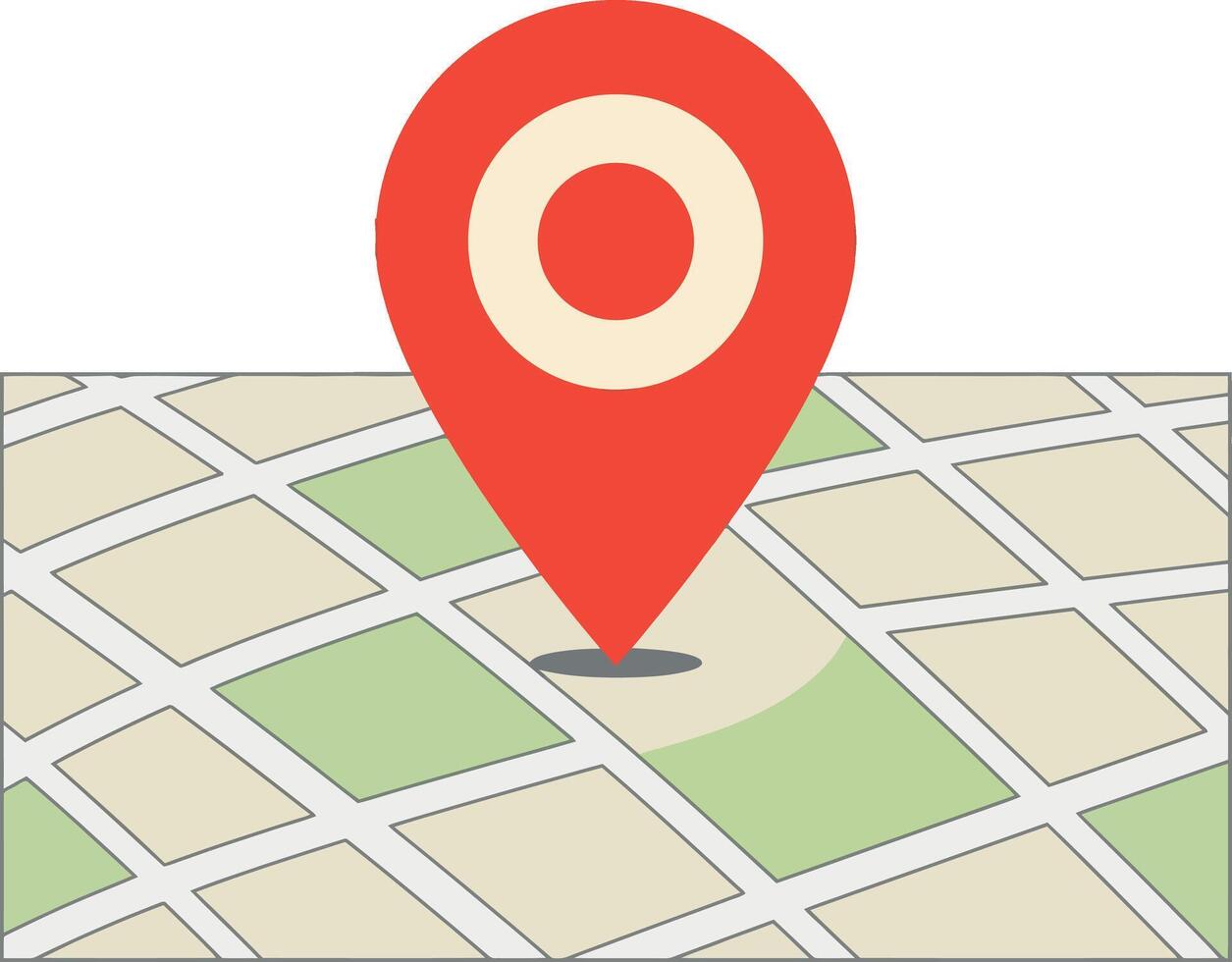 Location pin marker on abstract city map with grid layout flat minimal illustration vector