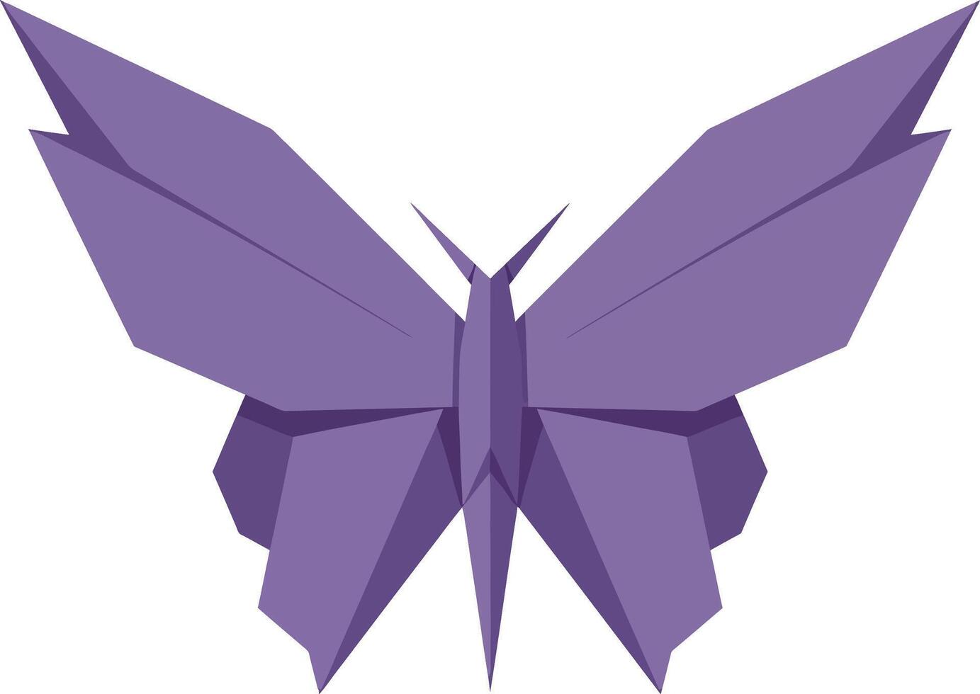 Purple butterfly with geometric wings in minimal flat design style illustration vector
