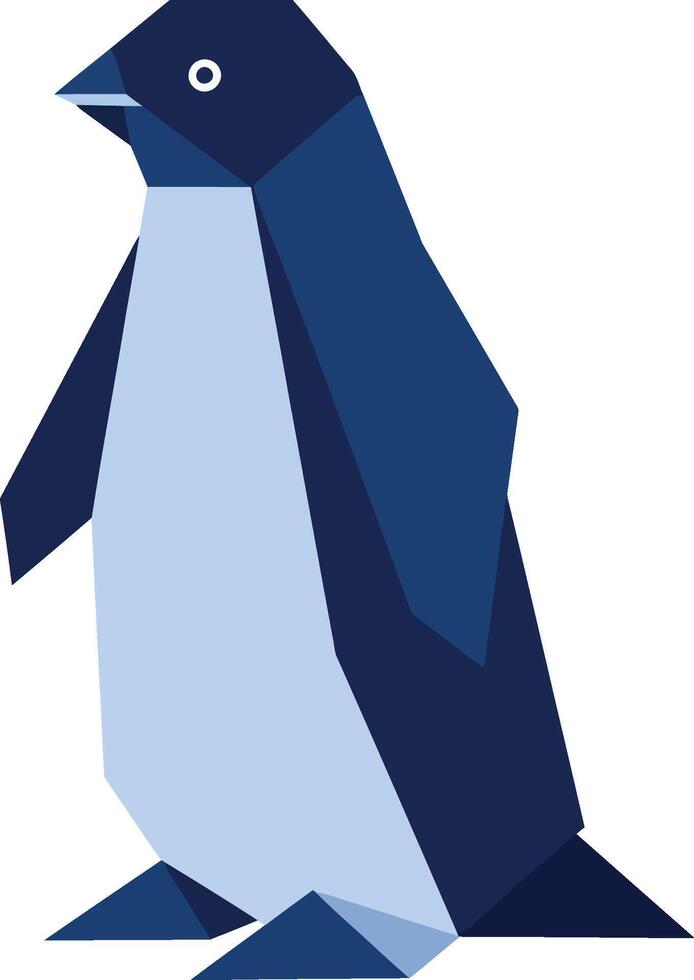 Stylized blue and light blue penguin standing illustration flat minimal geometric art vector