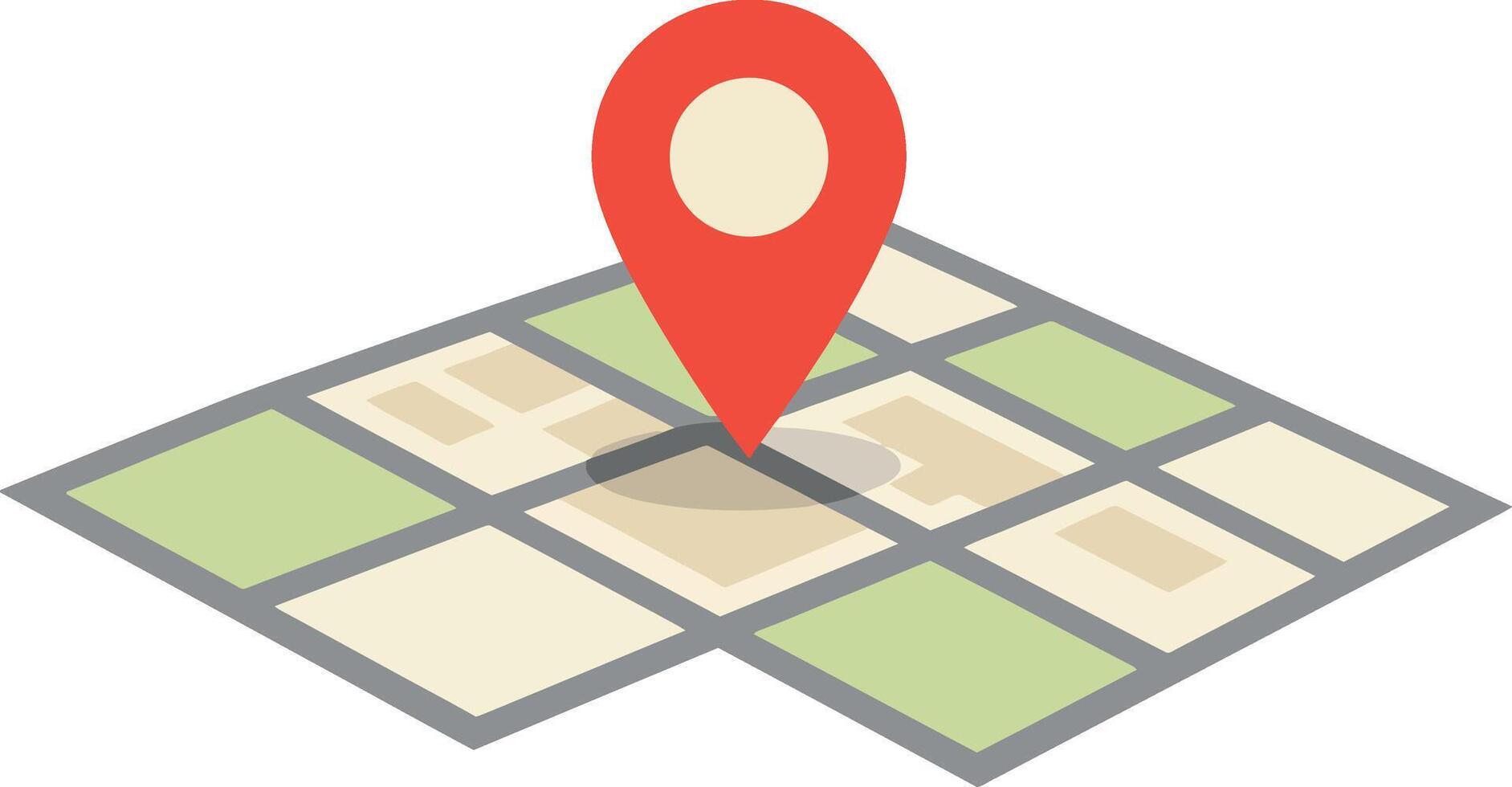 Location marker on simplified flat city map with grid blocks and muted colors illustration vector