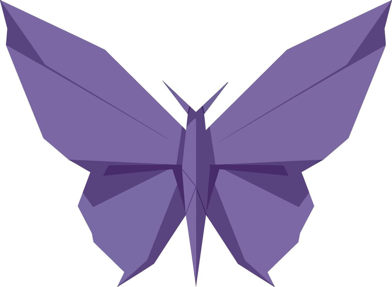 Purple geometric butterfly with angular wings in flat minimalist design art vector