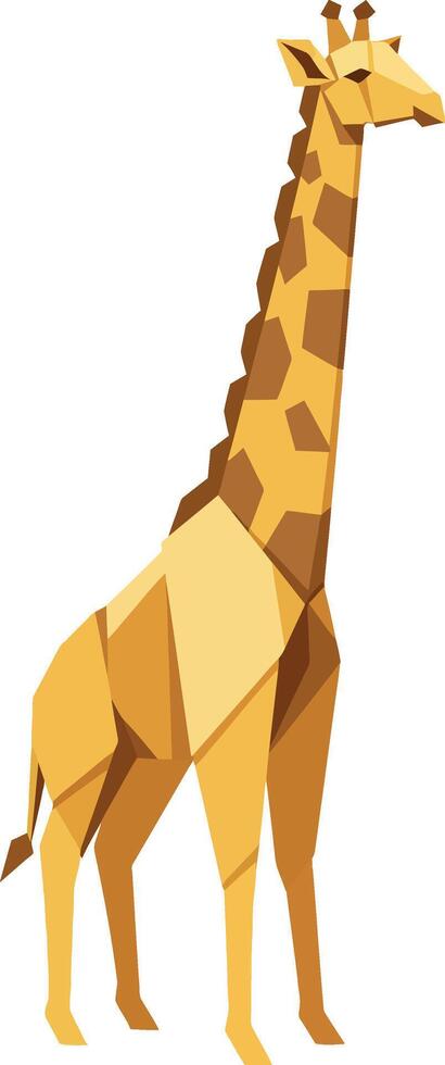 giraffe standing tall geometric flat design animal with brown spots minimal art vector