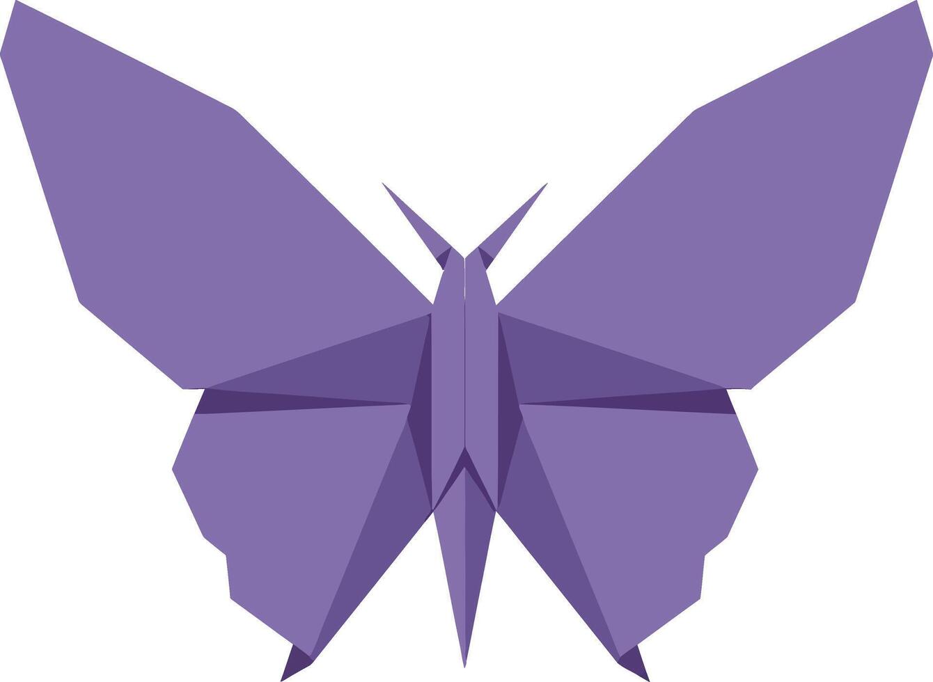 Purple geometric butterfly with angular wings in minimal flat design illustration vector