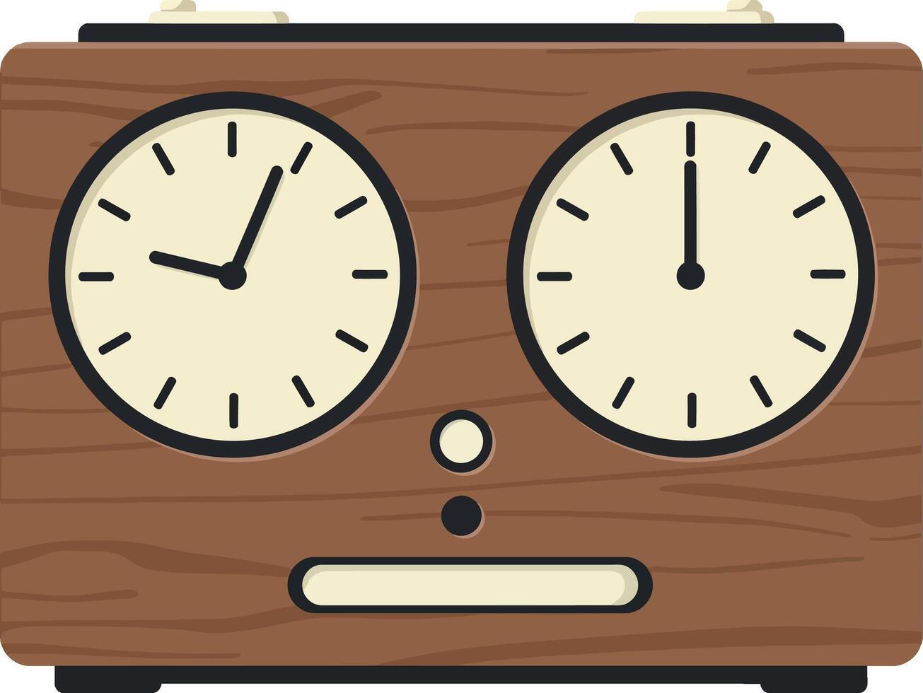 Vintage wooden chess clock with dual round faces and simple flat design illustration vector